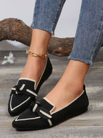 Slip-ons plats respirants à bout pointu avec nœud Flyknit