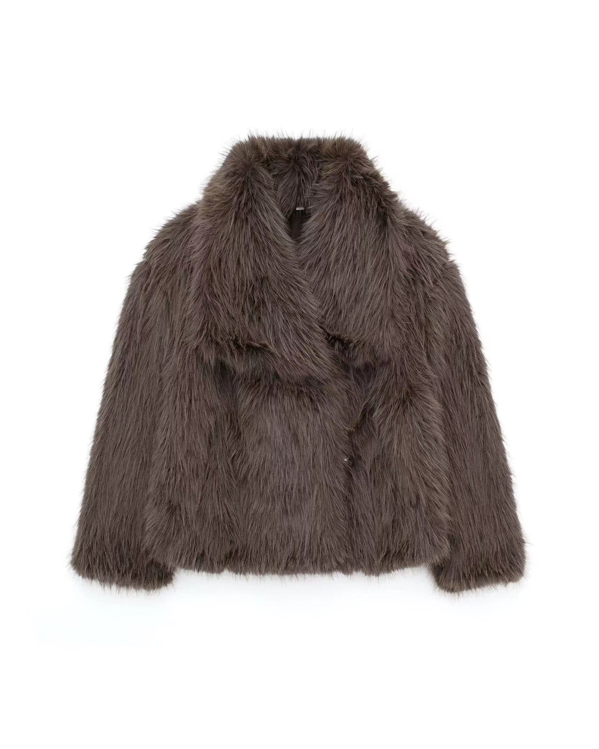 Arctic Embrace Cropped Large Lapel Plush Jacket