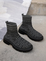 Bottes de cheminée montantes stretch en tricot flyknit à motif géométrique