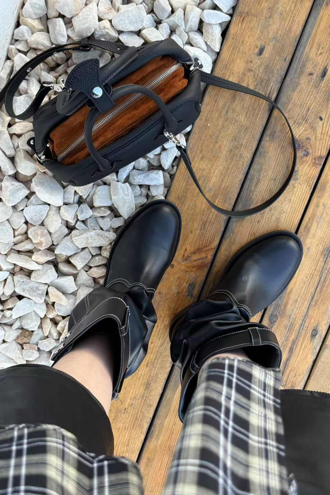 Retro side buttons above-the-knee length Western cowboy Boots