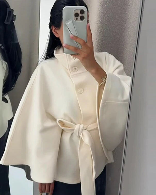 Highland Moor Einreihiger Wollmantel mit Stehkragen und Gürtel