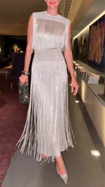 Elegant tassel sleeveless long party dress