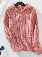 Thick buttoned twist hooded sweater