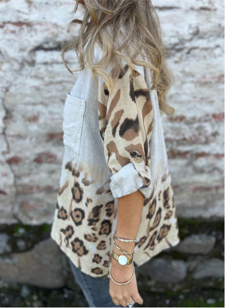 Vintage Gradient Leopard Print Shirt