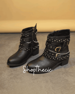 Steam Age Heavy Industry Low Heel Rivet Ankle Boots