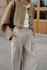 Brown Relaxed-fit Short Wool Coat