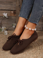 Mesh breathable round toe lace-up flat shoes
