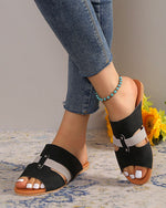 Flache Hausschuhe aus Samt mit Patchwork