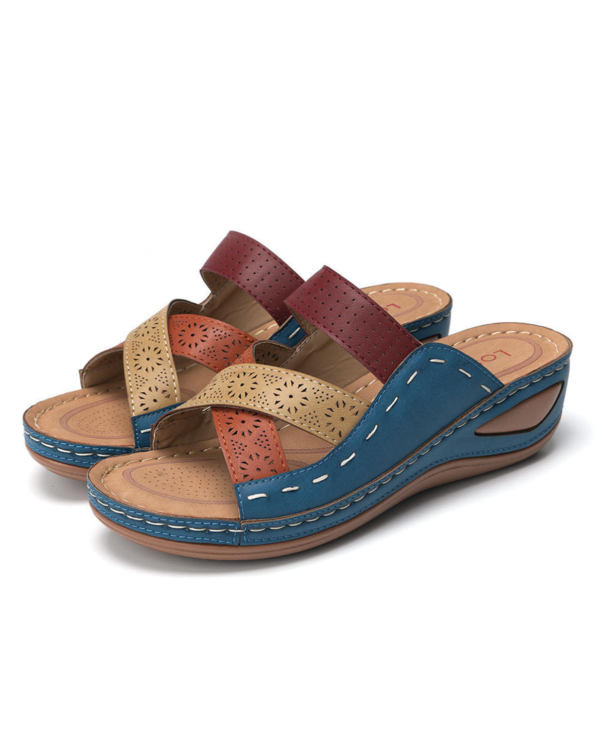 Pantoufles épissées multicolores rétro