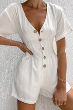 White cotton buttons short sleeved romper