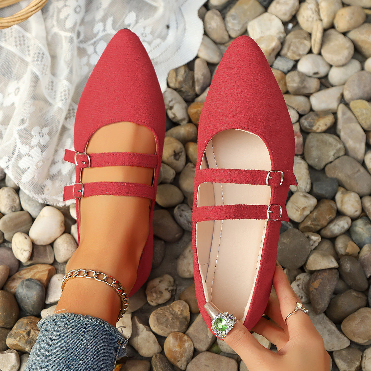 Mocassini piatti in pelle scamosciata leopardata a doppio petto