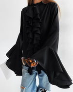 Wide Cuffs and Ruffles Long sleeve Light Shirt