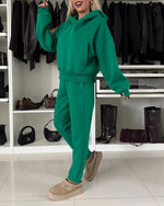 Coffee Run Hooded sweatshirt and cropped pants two-piece set