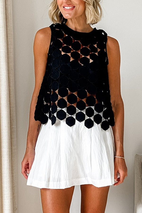 Sleeveless lace tassel top and skirt two-piece set