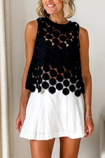 Sleeveless lace tassel top and skirt two-piece set