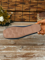 Navy knits hollow slip on shoes