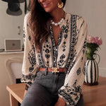 Chic Bohemian Print Crew Neck Shirt