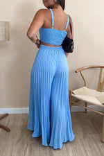 Camisole top and pleated wide-leg pants two-piece set
