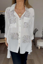 Chemise ample à imprimé lettre de longueur inégale