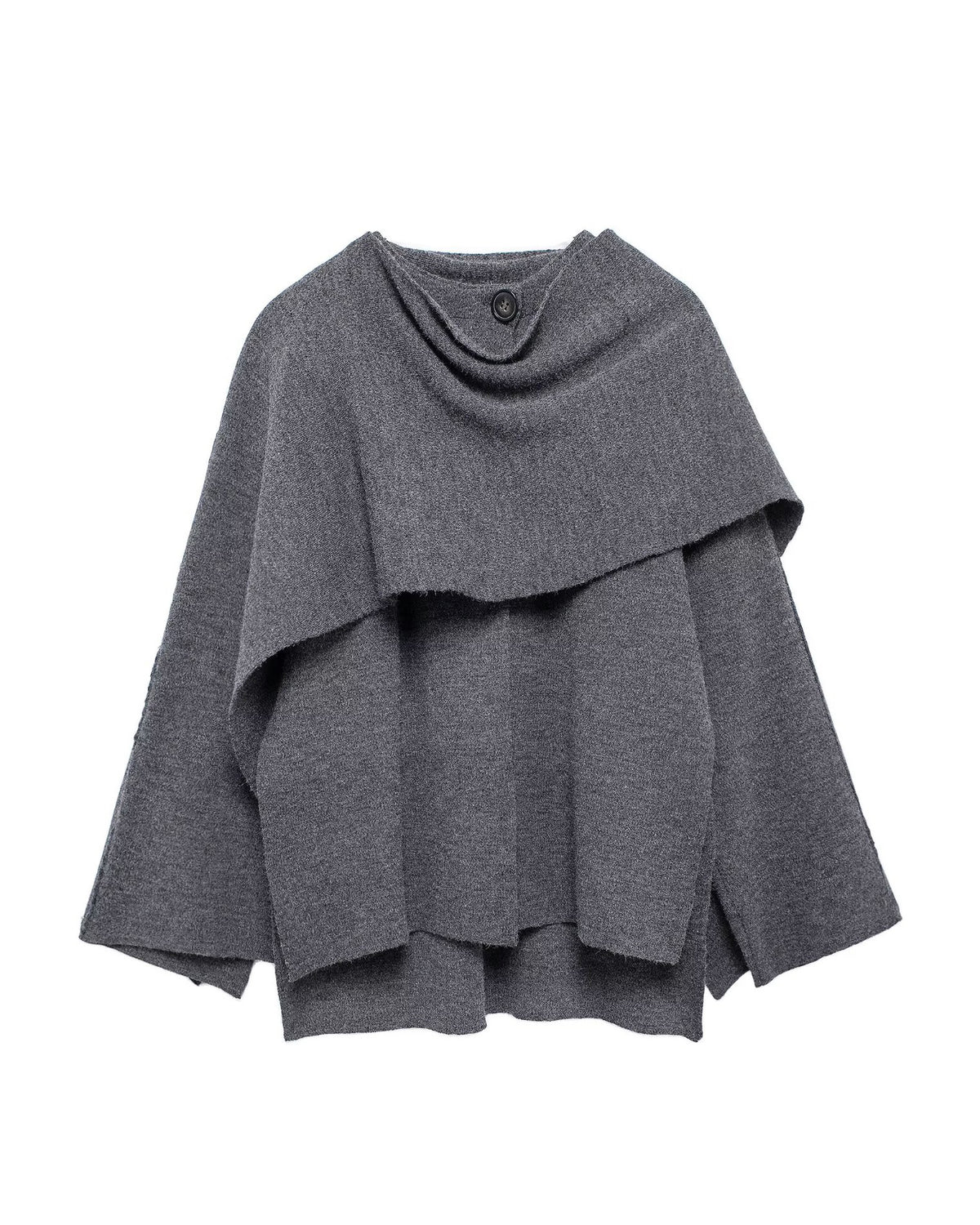 Asymmetric scarf cropped knitted coat