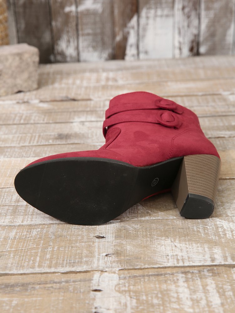 Bottes Martin à talon carré en daim avec boucle de ceinture et fermeture éclair latérale