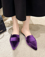 Pantoufles mules à bout pointu en daim