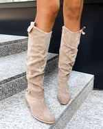 Polished Edge side zip low-heeled knee-high boots