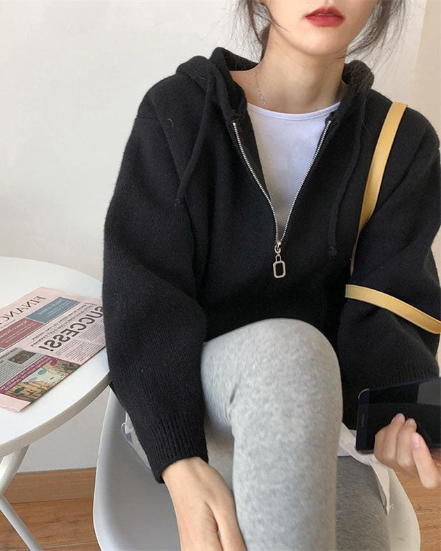 Sweat court ample à capuche en maille