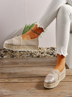 Stitched toe straw thick sole slip-on shoes