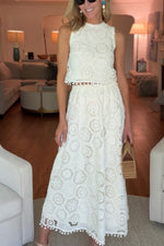 Ärmelloser, bestickter Rockanzug, lässiger, lockerer Urlaubs-Zweiteiler