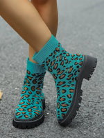 Under the Neon Leopard knitted sock boots