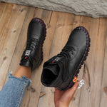 Chaussures montantes chaudes en velours cousues main