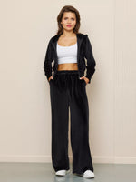 Street Minimalism Fleece hooded sweatshirt and sweatpants two-piece set