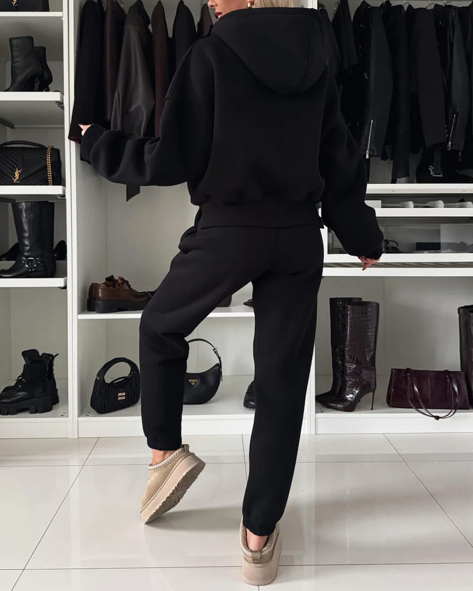 Coffee Run Hooded sweatshirt and cropped pants two-piece set