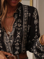 Chic Bohemian Print Crew Neck Shirt