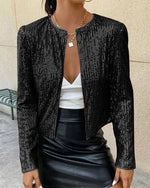 Manteau court élégant à col montant et sequins