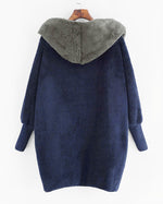 Doppelseitige Samt-Kapuzenjacke im Colorblock-Design