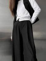 Smooth loose wide-leg straight suit trousers