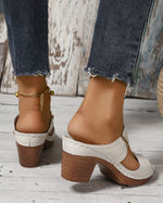 Sandales à enfiler creuses légères à talons hauts épais