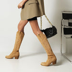 Bottes hauteur genou western cowboy brodées