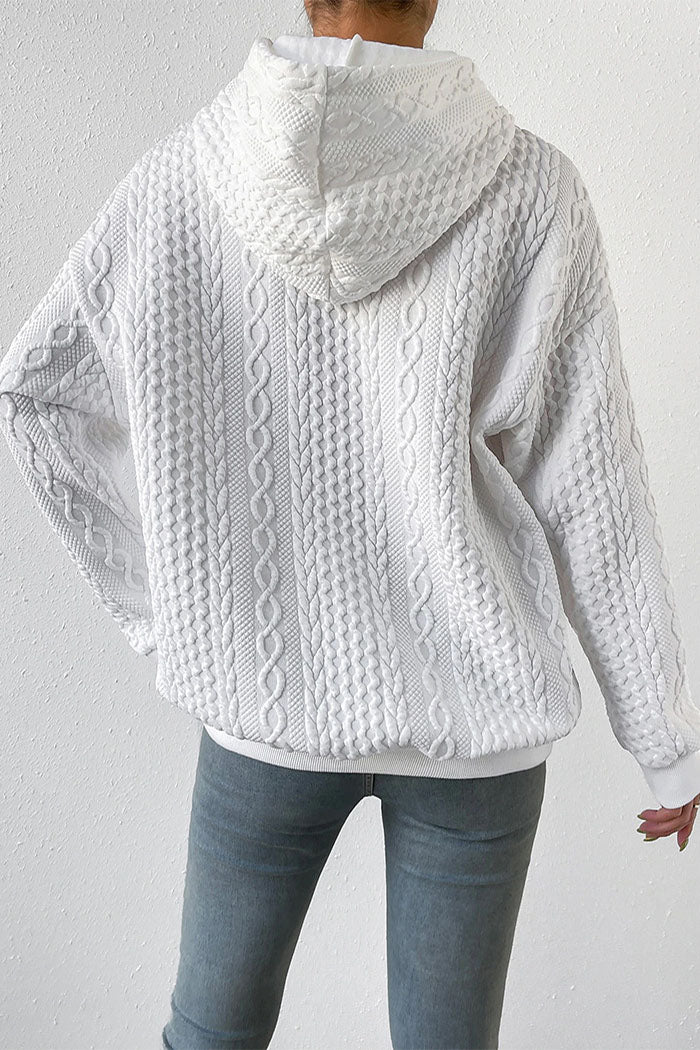 Langärmliges, lockeres Sweatshirt mit Jacquard-Kapuze und Schnürung