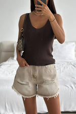 Short en jean ample gris délavé vintage vieilli