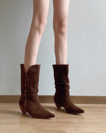 City Rebel low-heeled suede mid-calf boots