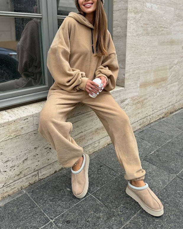 Campus Crew Polar fleece hooded sweatshirt and sweatpants two-piece set