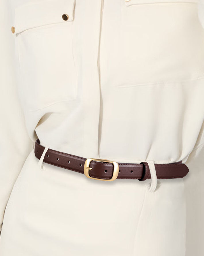 Ceinture élégante en cuir pleine fleur avec boucle en alliage