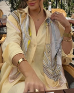 Ensemble deux pièces chemise ample à manches longues et pantalon de costume en coton et lin