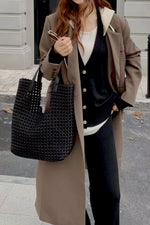 Sac fourre-tout surdimensionné en cuir tissé à la main par un artisan