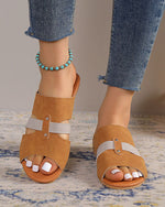 Flache Hausschuhe aus Samt mit Patchwork