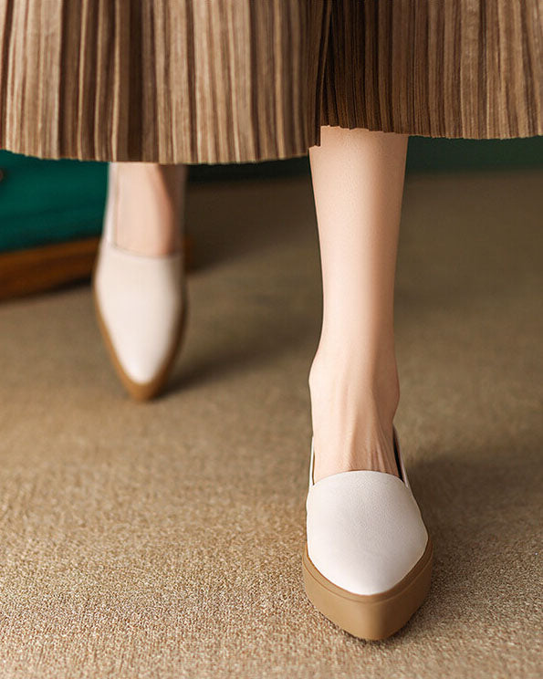 Vintage Pointed-toe Thick-soled Loafers