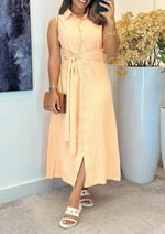 Sleeveless Belted Button-Up Midi Shirt Dress